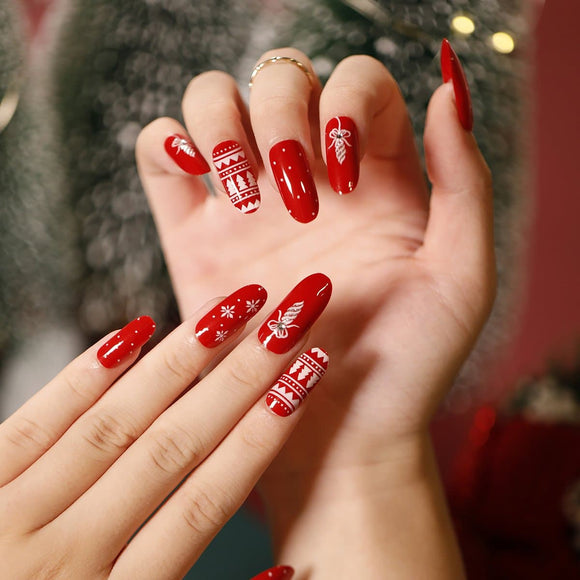 Christmas Red Press-On Nails