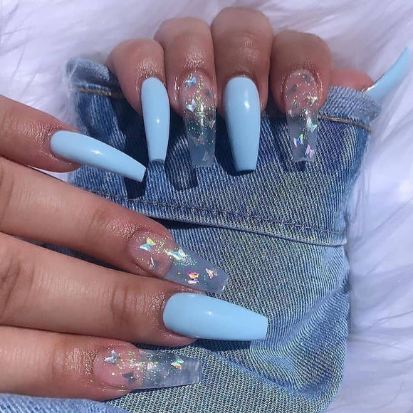 Cute Blue Butterfly Press-On Nails - UnikWe Boutique