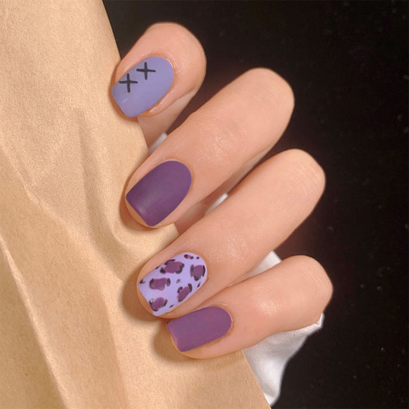 Leopard Purple Press-On Nails