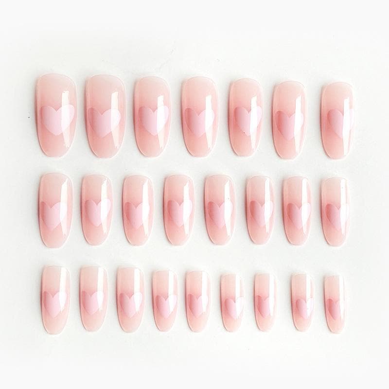Pink Heart Press-On Nails – sexicats