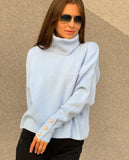 High Pile Collar Bead Buckle Button Knit Sweater