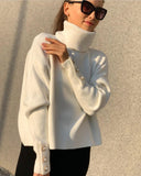 High Pile Collar Bead Buckle Button Knit Sweater