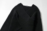 Vintage V-neck Batwing Sleeve Cross Design Knit Sweater