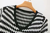 V-neck Lantern Sleeve Knit Sweater