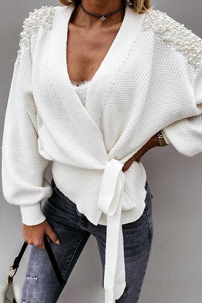Treat Yourself Pearl Wrapped Sweater - sexicats