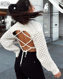 Hollow-out Round Neck Sweater