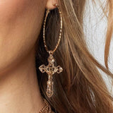 Baroque Cross Hoop Earrings - Fan Fav!
