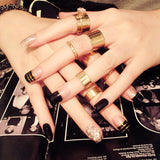 Golden Black Press-On Nails
